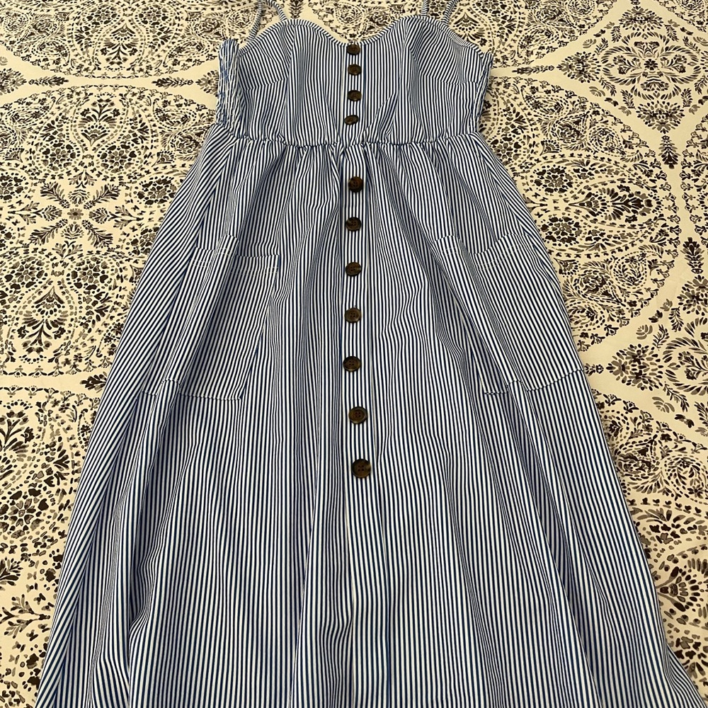 Striped Button-Down Midi Dress